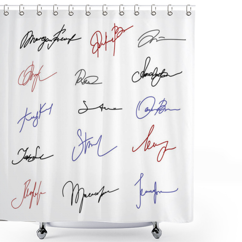 Personality  Vector Signature Fictitious Autograph On White Shower Curtains