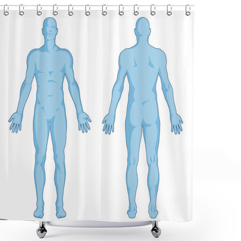 Personality  Male Body Shapes - Human Body Outline - Posterior And Anterior View - Full Body Shower Curtains