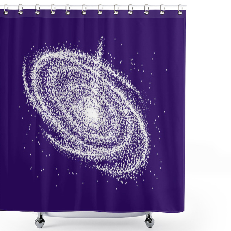 Personality  An Abstract Depiction Of A Spiral Galaxy Using White Dots On A Dark Purple Background Illustrating Its Cosmic Structure. Shower Curtains