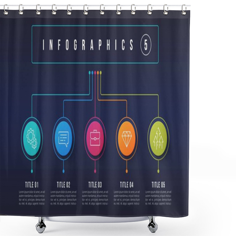 Personality  Vector 5 Options Infographic Design, Structure Chart, Presentati Shower Curtains