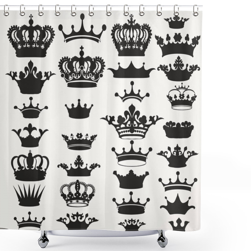 Personality  Collection Of Vector Royal Crowns For Design Shower Curtains