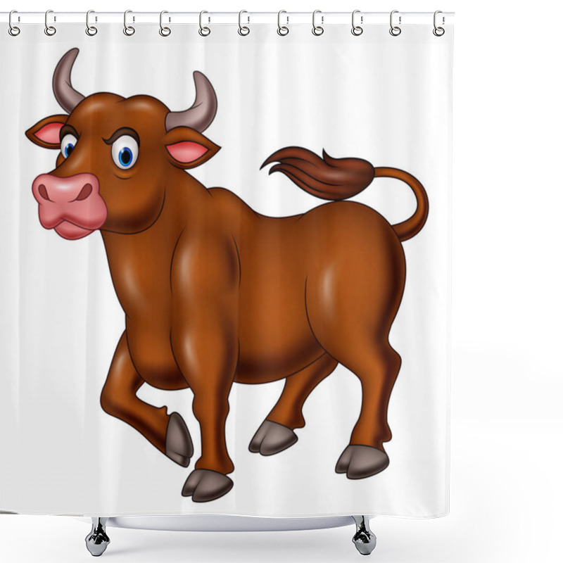 Personality  Vector Illustration Of Cartoon Angry Bull Isolated On White Background Shower Curtains