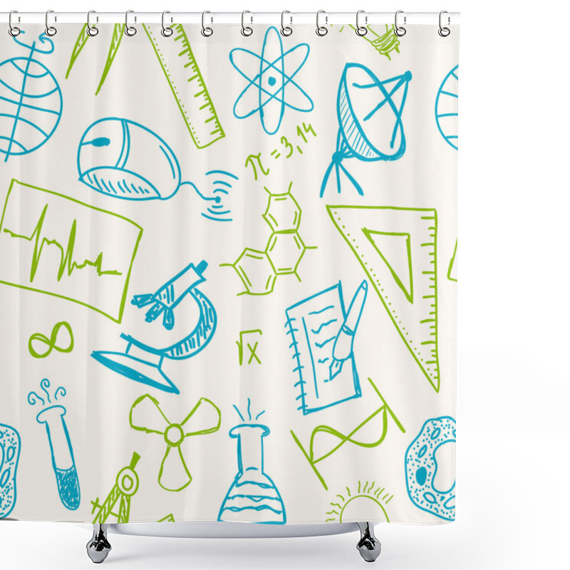 Personality  Science Drawings On Seamless Pattern Shower Curtains