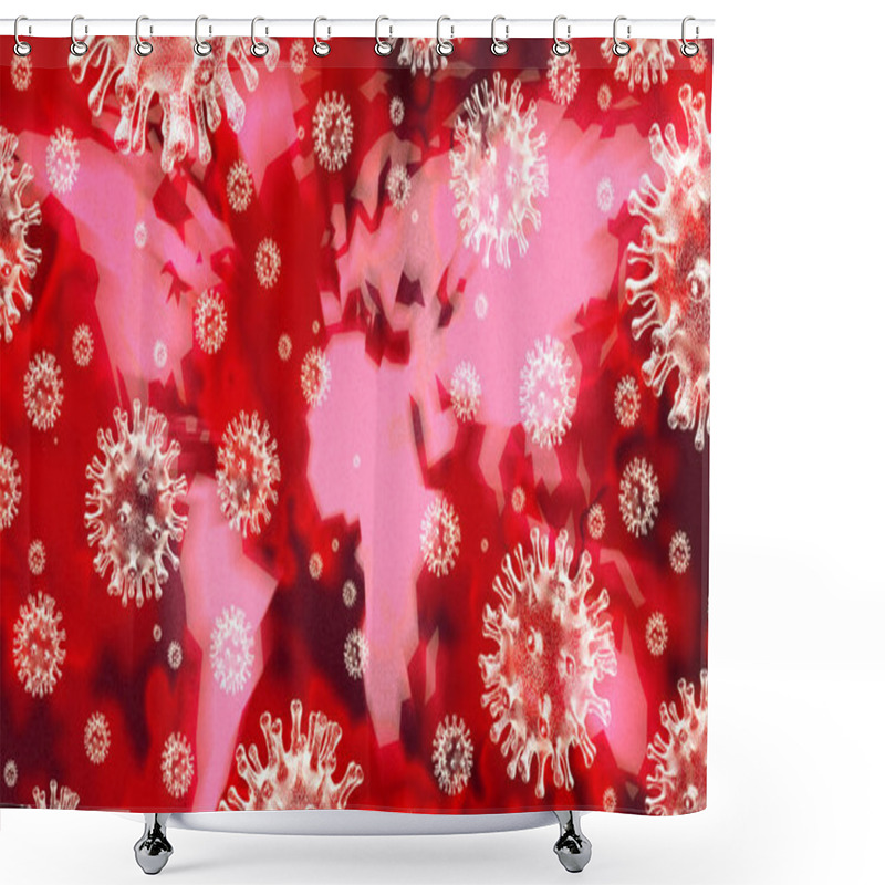 Personality  Pandemic Global Coronavirus Outbreak And Coronaviruses Influenza As Dangerous International Flu Strain Cases As A World Medical Health Risk Concept With Disease Cells As A 3D Render. Shower Curtains