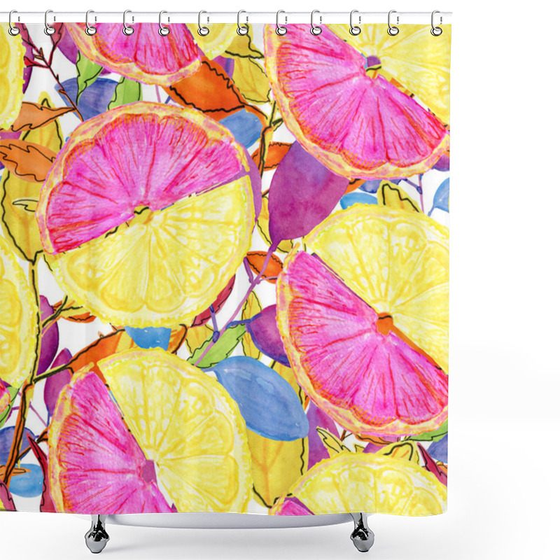 Personality  Hand Drawn Seamless Citrus Pattern Shower Curtains