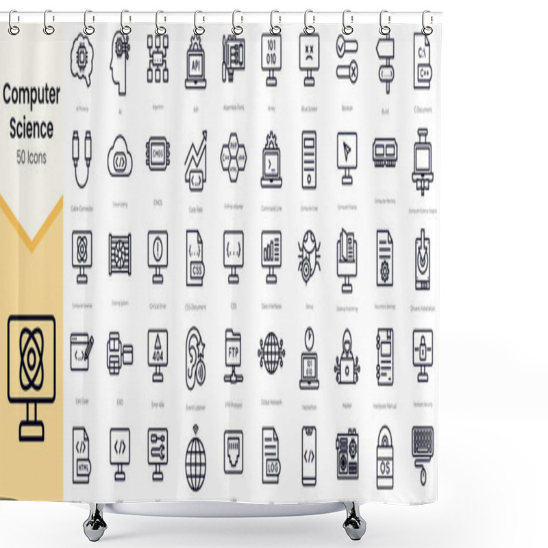 Personality  Simple Outline Set Of Computer Science Icons. Thin Line Collection Contains Such Icons As Ai, Algorithm, Cable Connector, Cloud, Cooling System And More Shower Curtains