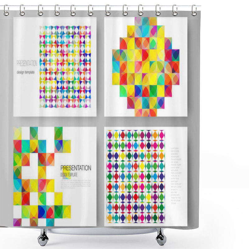 Personality  The Minimalistic Abstract Vector Illustration Layout Of The Presentation Slides Design Business Templates. Abstract Background, Geometric Mosaic Pattern With Bright Circles, Geometric Shapes. Shower Curtains