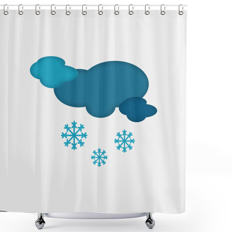 Personality  Weather Icon Of The Cloudy Snowing Sky With Textured Edge, Isolated On Light Grey Background. Vector EPS 10 Shower Curtains