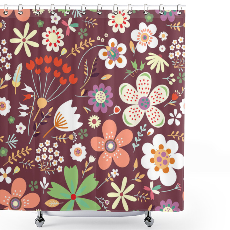 Personality  Amazing Floral Vector Seamless Pattern Of Flowers Shower Curtains