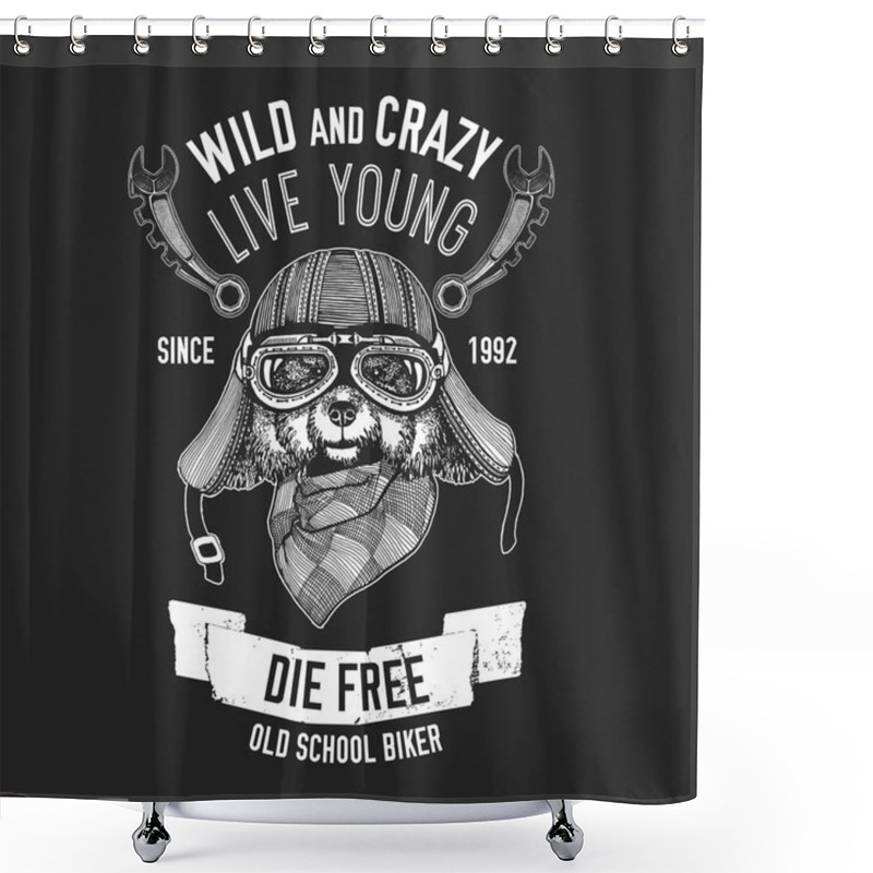 Personality  Biker Quote With Dog For Garage, Service, T-shirt, Spare Parts Vector Image Shower Curtains