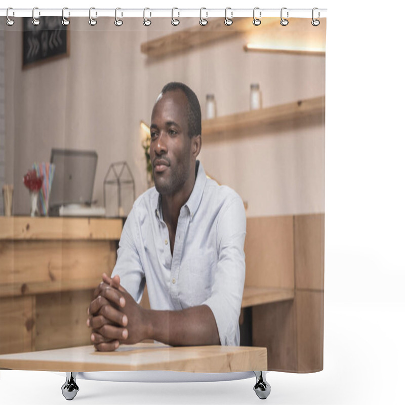 Personality  African-american Man In Cafe Shower Curtains