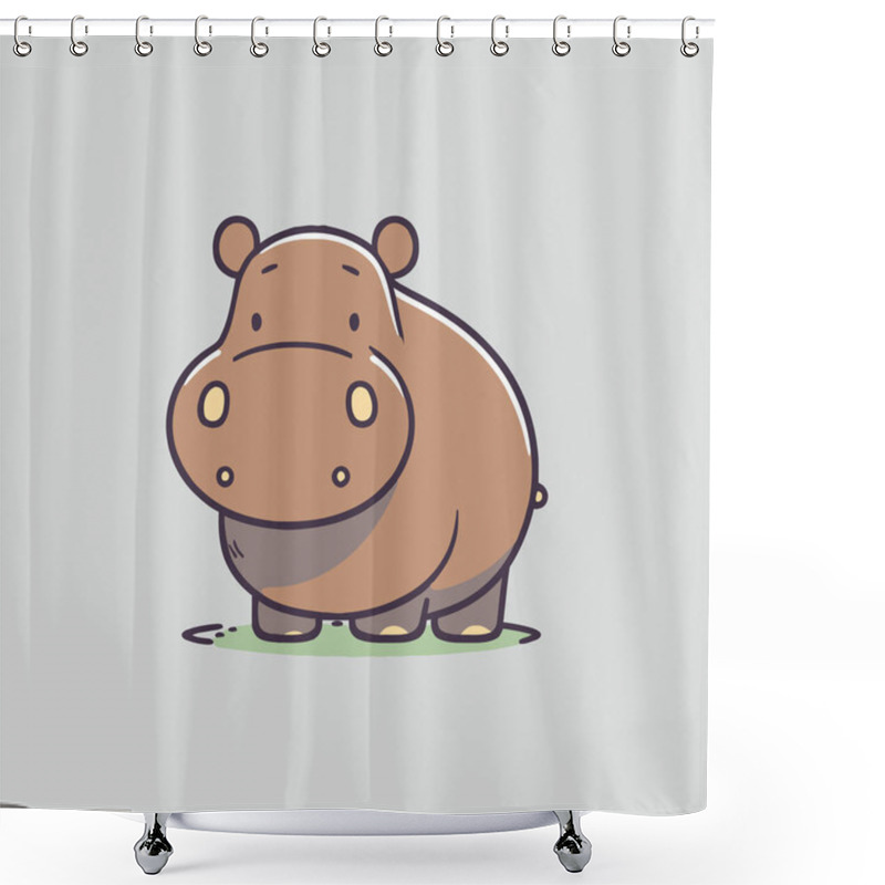 Personality  Illustration Of Hippo Character Logo Mascot Wild Animal Hippopotamus In Cartoon Flat Color Vector Style Shower Curtains