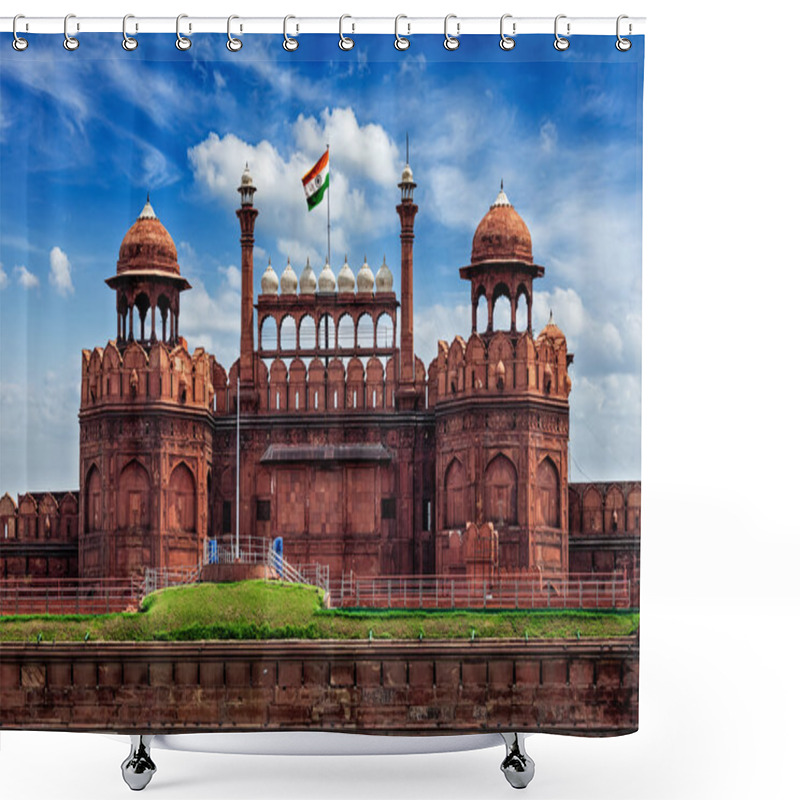 Personality  Red Fort Lal Qila With Indian Flag. Delhi, India Shower Curtains