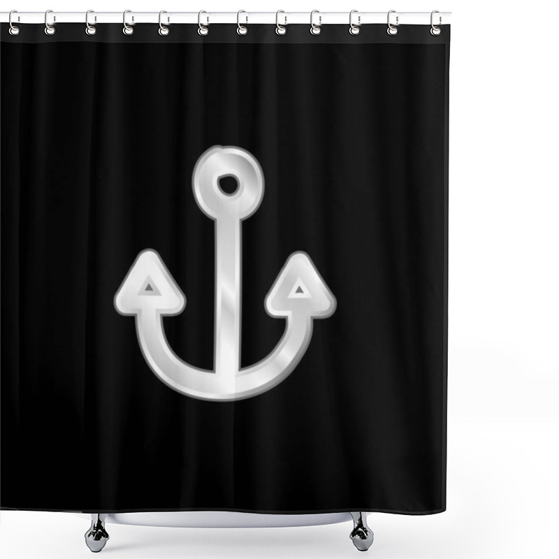 Personality  Anchor Hand Drawn Tool Silver Plated Metallic Icon Shower Curtains