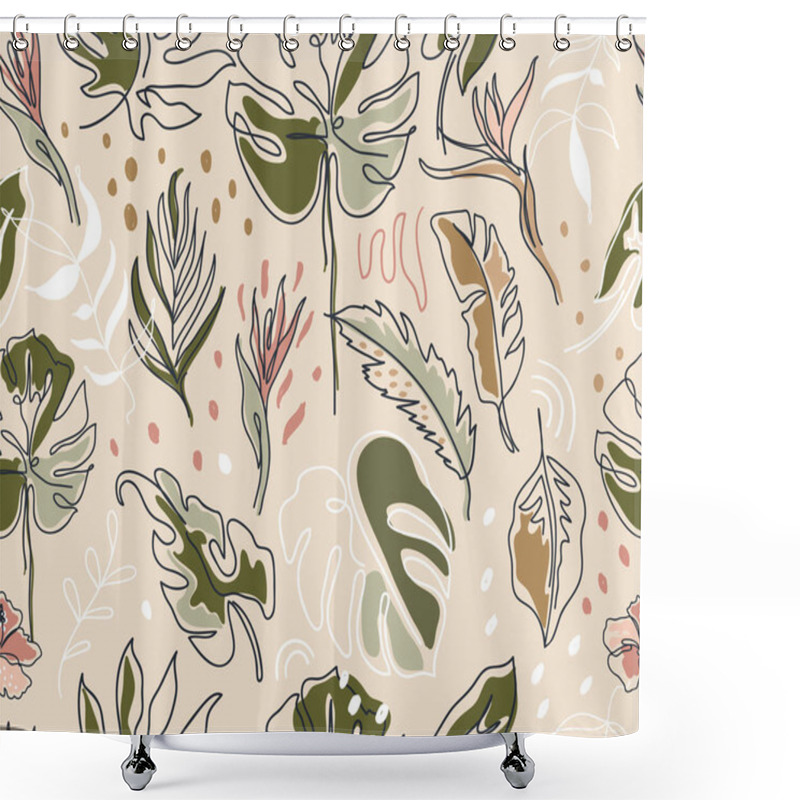 Personality  Bohomian Seamless Pattern With Monstera Leaves. Shower Curtains