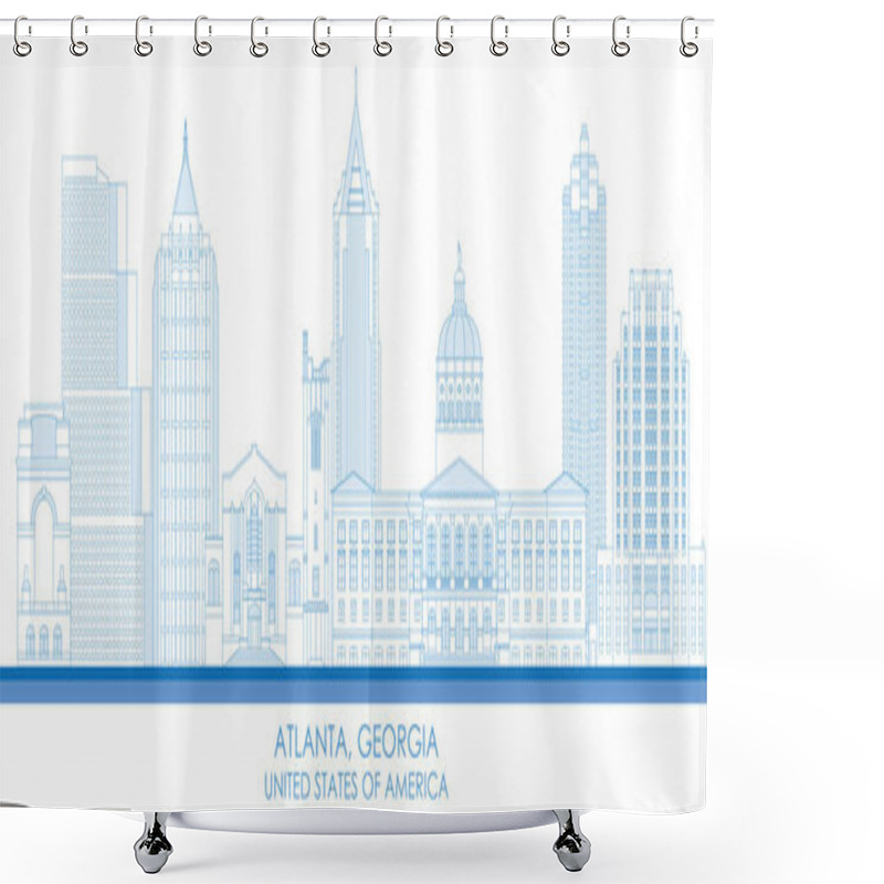 Personality  Outline Skyline Panorama Of Atlanta, Georgia, United States - Vector Illustration Shower Curtains