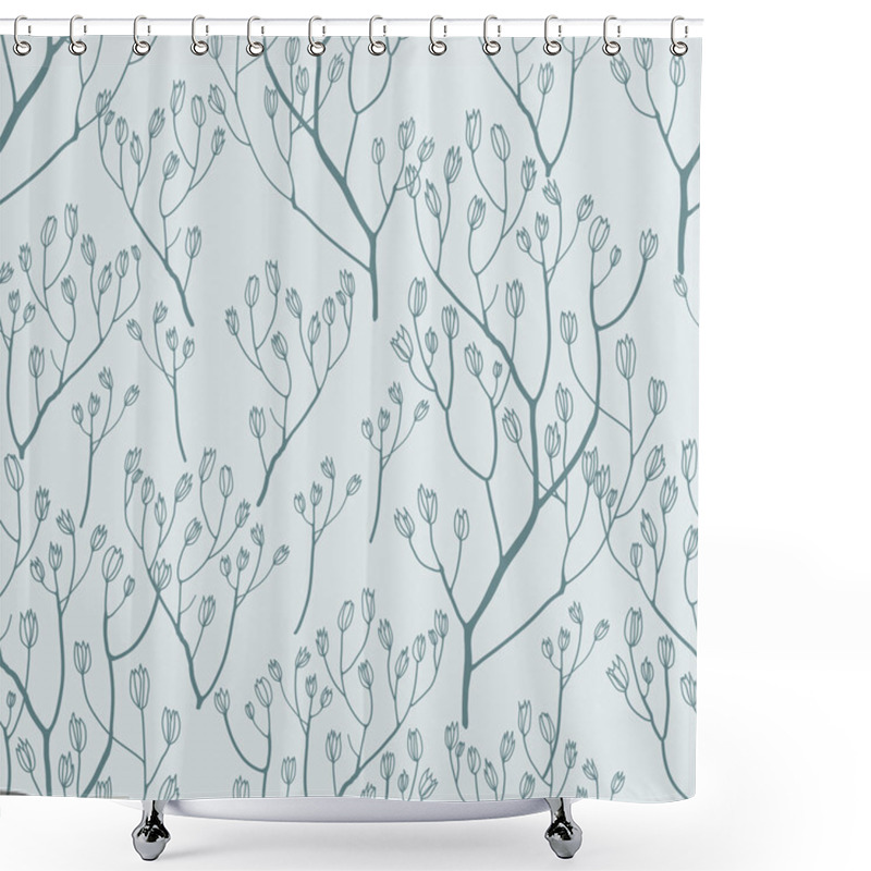 Personality  Seamless Pattern With Hand Drawn Twigs Shower Curtains