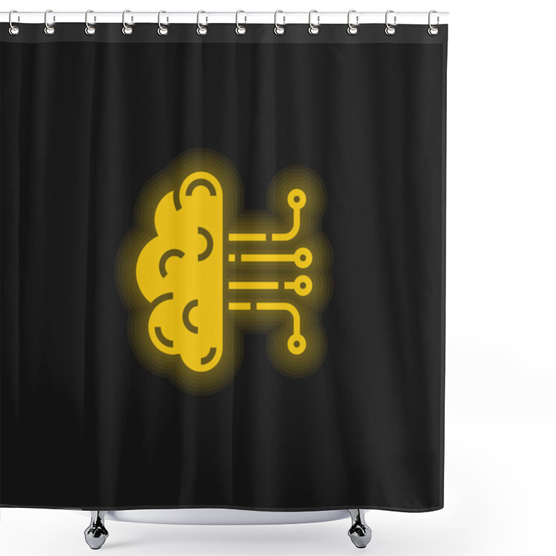 Personality  Artificial Intelligence Yellow Glowing Neon Icon Shower Curtains