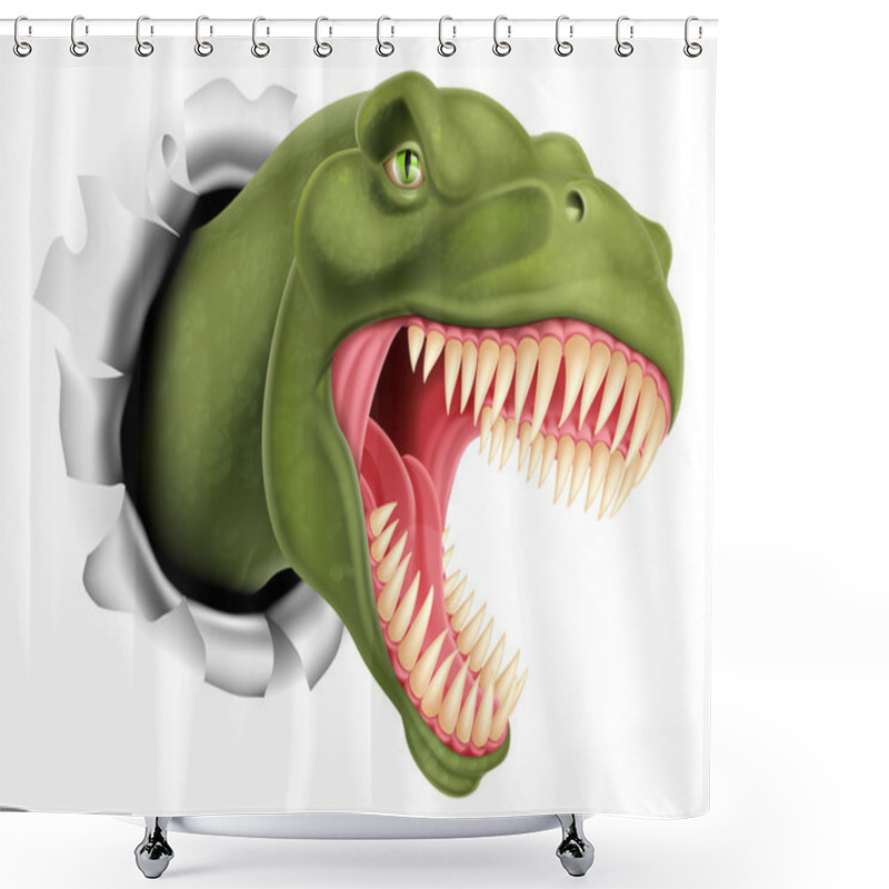 Personality  T Rex Dinosaur Ripping Through A Wall Shower Curtains