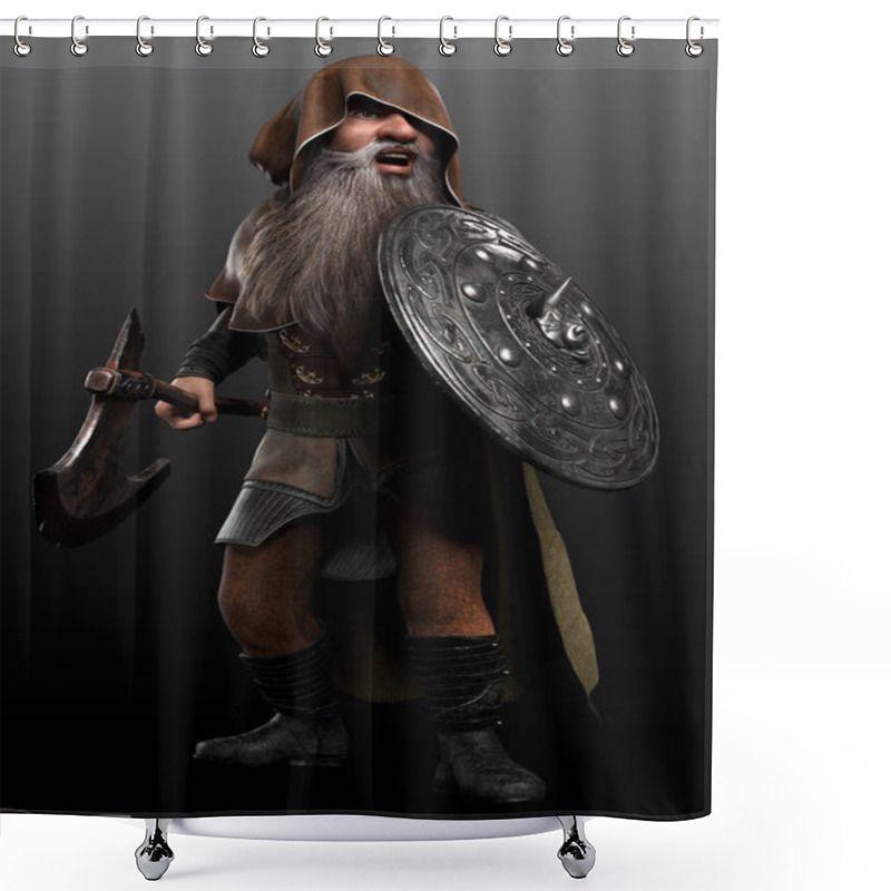 Personality  Fairytale Fae Dwarf Or Gnome Warrior In Medieval Fantasy Armor Shower Curtains