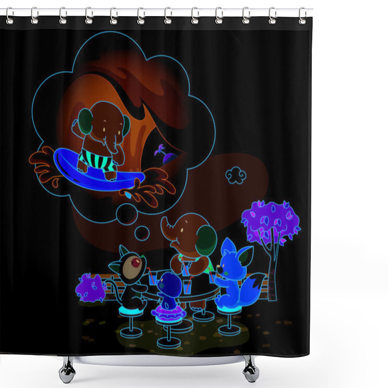 Personality  Funny Animals Partying At The Beach Shower Curtains