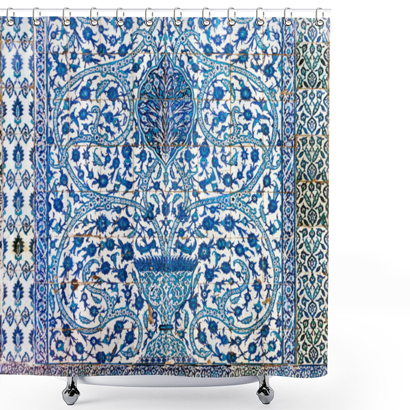 Personality  Iznik Tile From Ancient Ottoman Era.The Tiles Were Decorated By Master Artisans, So-called Nakkash, That Were Brought From Throughout The Empire To Istanbul And Iznik To Carry Out This Art Shower Curtains