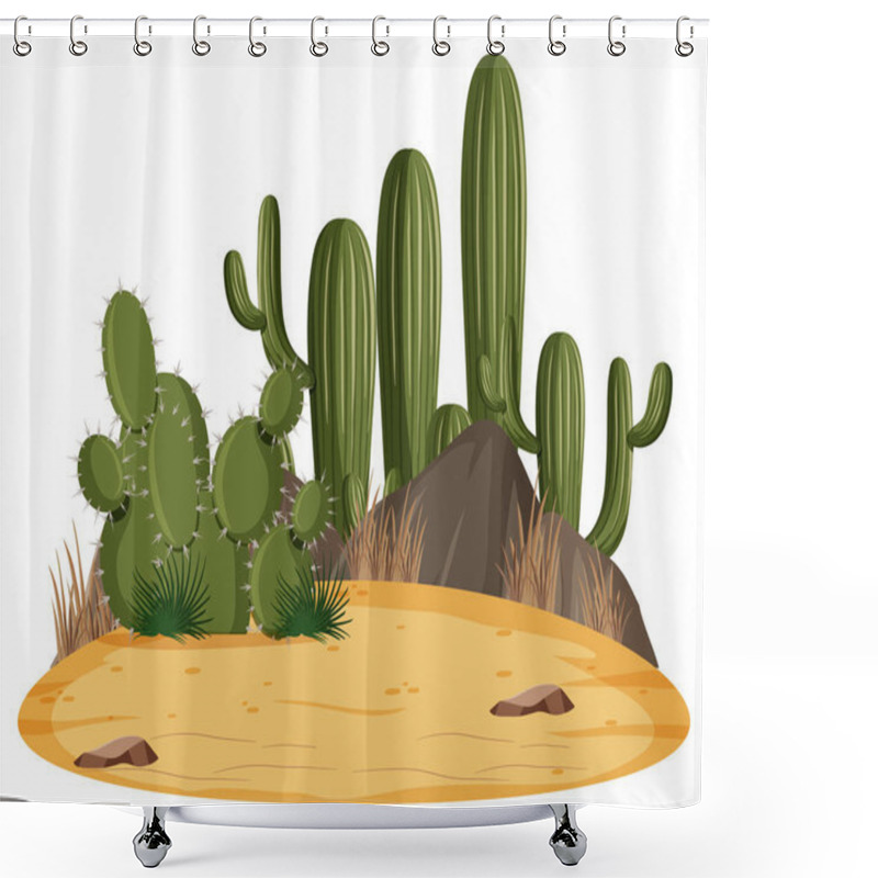 Personality  Isolated Desert Landscape With Cactus   Illustration Shower Curtains