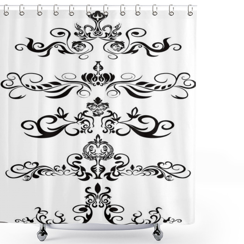 Personality  Black Floral Ornaments Shower Curtains