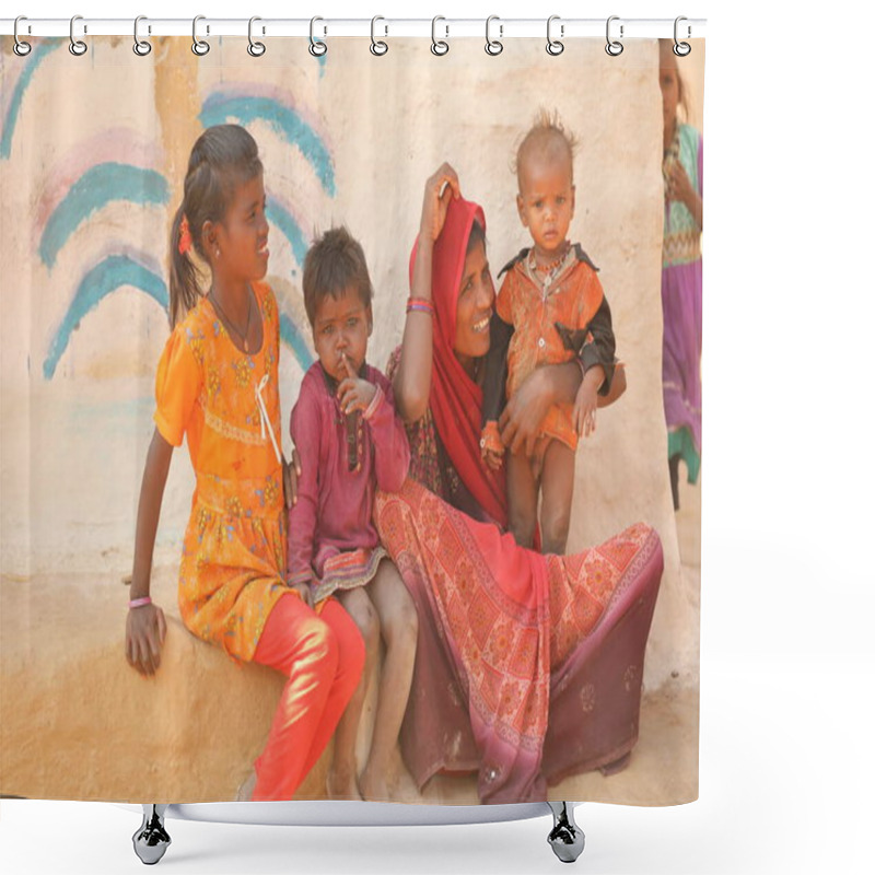 Personality  Indian Mother And Kid Watching Hyderabad India 2nd Aug 2022 Shower Curtains