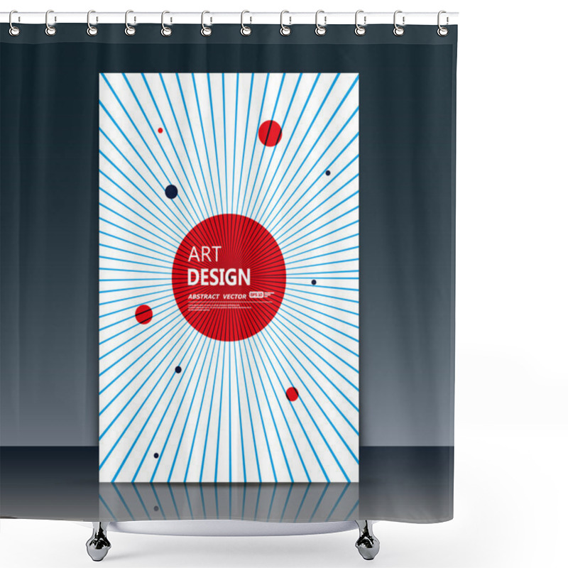 Personality  Abstract Composition. Text Frame Surface. A4 Brochure Cover. White Title Sheet. Creative Logo Figure. Ad Banner Form Texture. Red Circle Icon. Blue Lines Plexus. Flyer Fiber Backdrop. Vector Image Shower Curtains