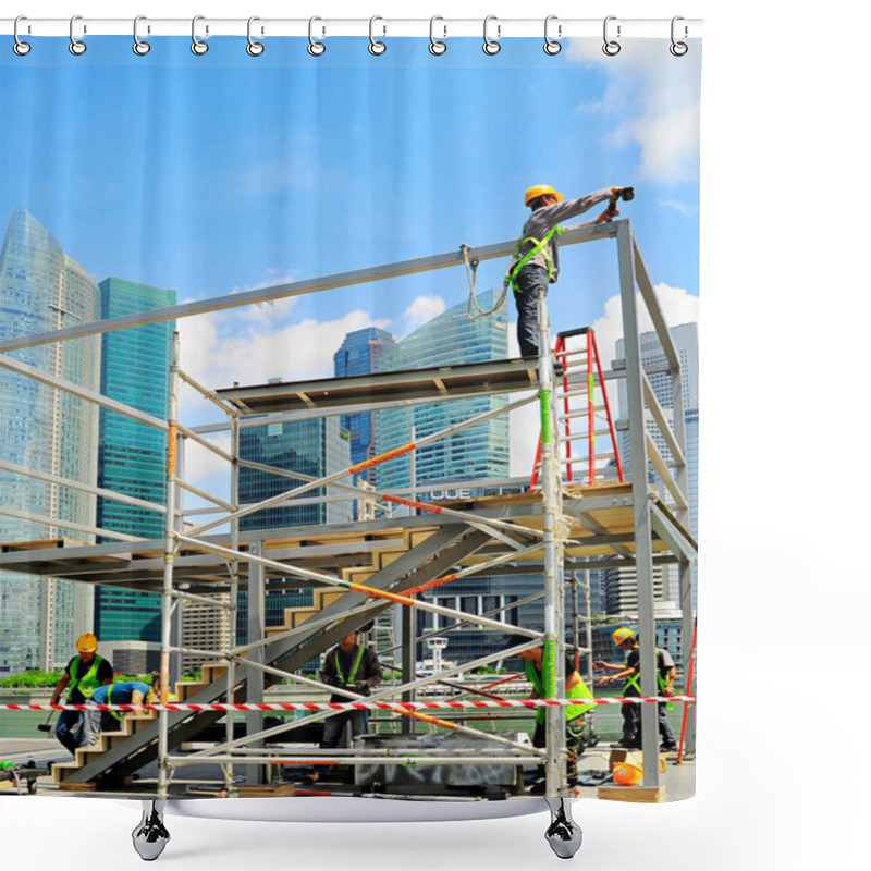 Personality  Singapore Construction Site Shower Curtains