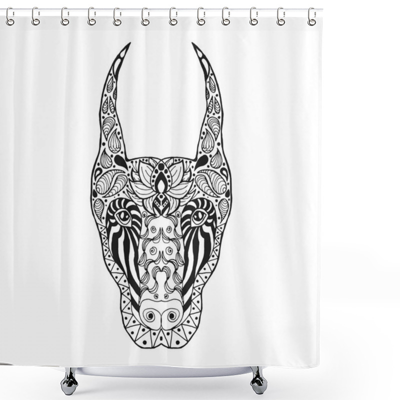 Personality  Zentangle Stylized Doberman.  Shower Curtains