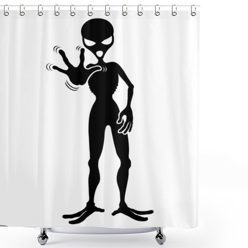 Personality  Alien Sign On White. Shower Curtains