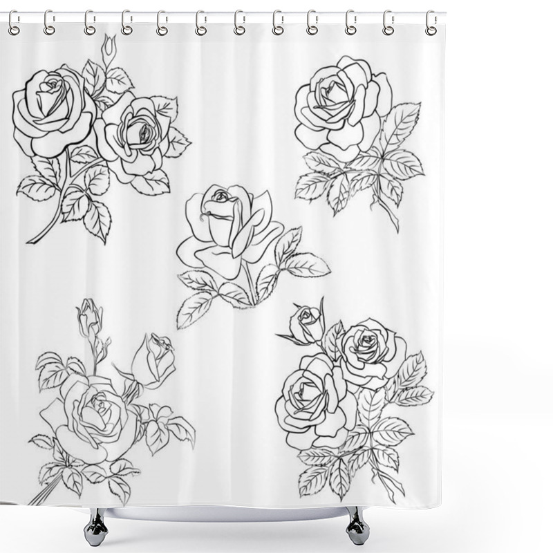 Personality  Set Rose Sketch. Shower Curtains