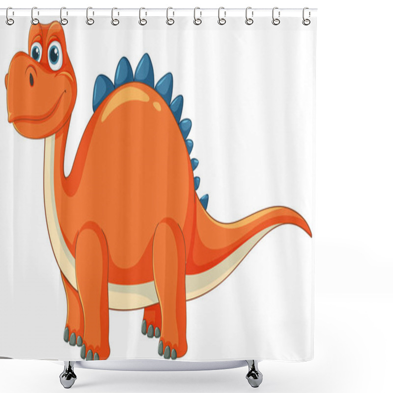 Personality  Smiling Orange Dinosaur With Blue Spikes Shower Curtains