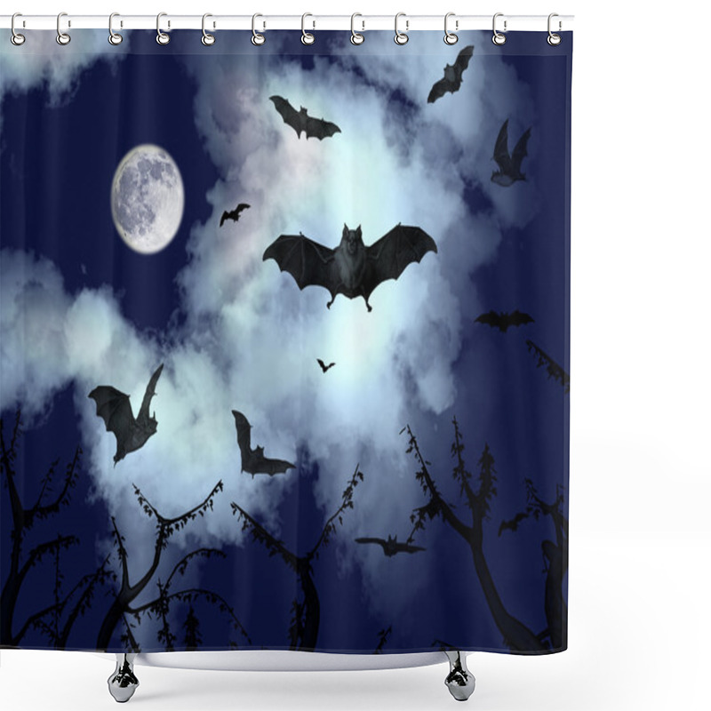 Personality  Bats Flying In The Dark Sky Shower Curtains