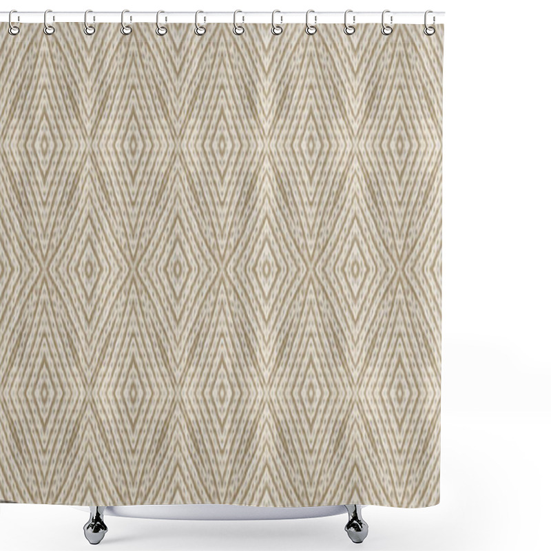 Personality  Seamless Ethnic Pattern. Wicker Embroidery Light Brown Print. Kalmuck Design. New Year Lines Macrame. Wicker Gypsy Thread. Rug Macrame Rustic Motif. Shower Curtains