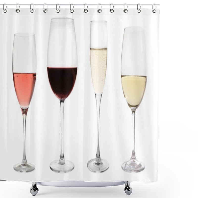 Personality  Wines Collection Isolated On White Shower Curtains