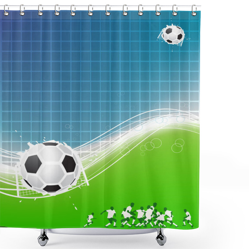 Personality  Football Background For Your Design. Players On Field, Soccer Ball Shower Curtains