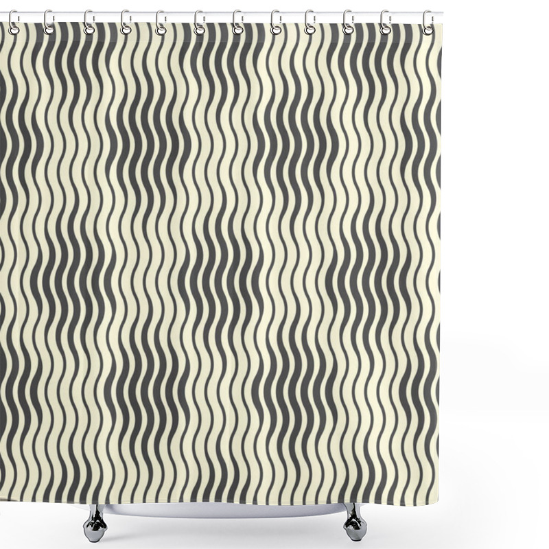 Personality  Seamless Wave And Stripe Pattern. Black And White Regular Vertic Shower Curtains