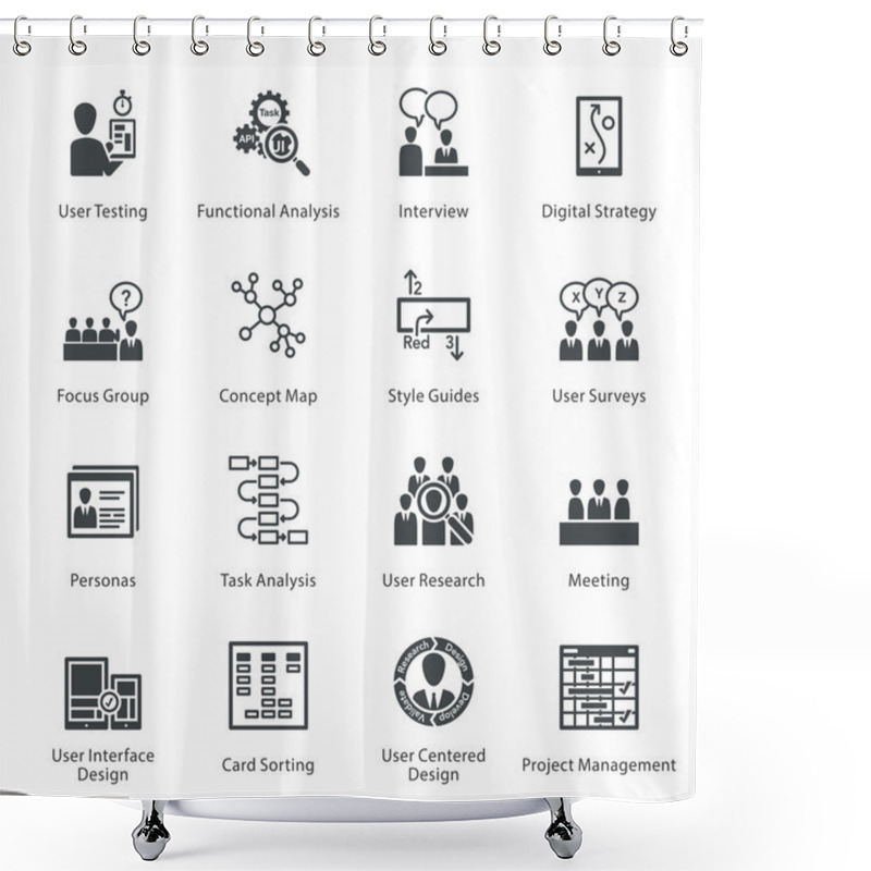 Personality  Web Usability & Accessibility Icons Set 1 - Noir Series Shower Curtains