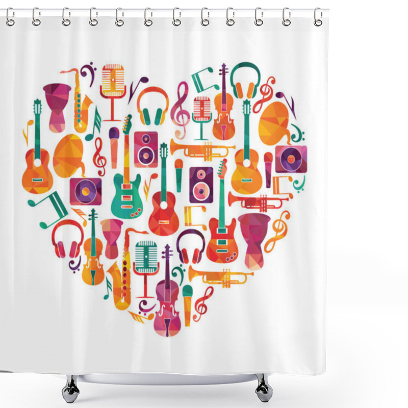 Personality  Musical Instruments On Heart Shape Shower Curtains