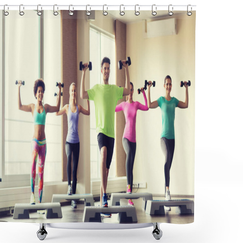 Personality  Group Of People With Dumbbells And Steppers Shower Curtains