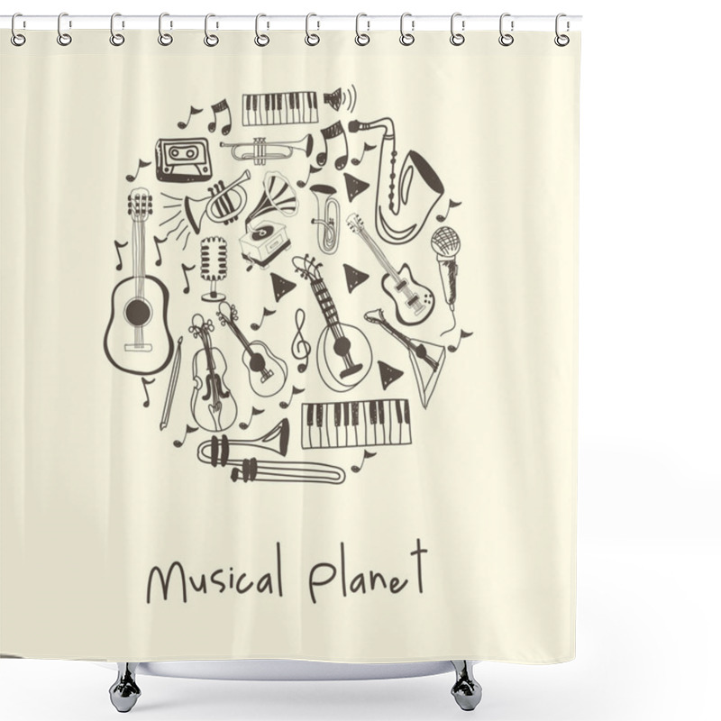 Personality  Musical Planet Shower Curtains