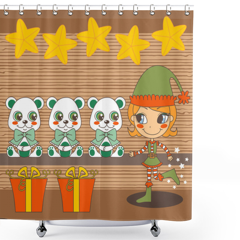 Personality  Little Santa Helper Shower Curtains