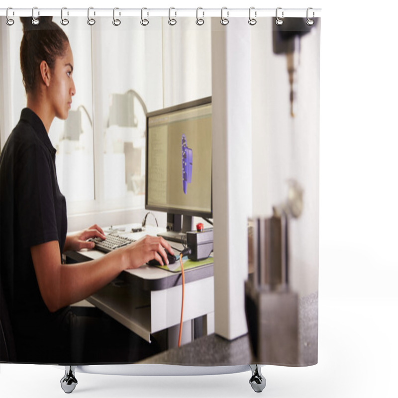 Personality  Engineer Using CAD System To Work On Component Shower Curtains