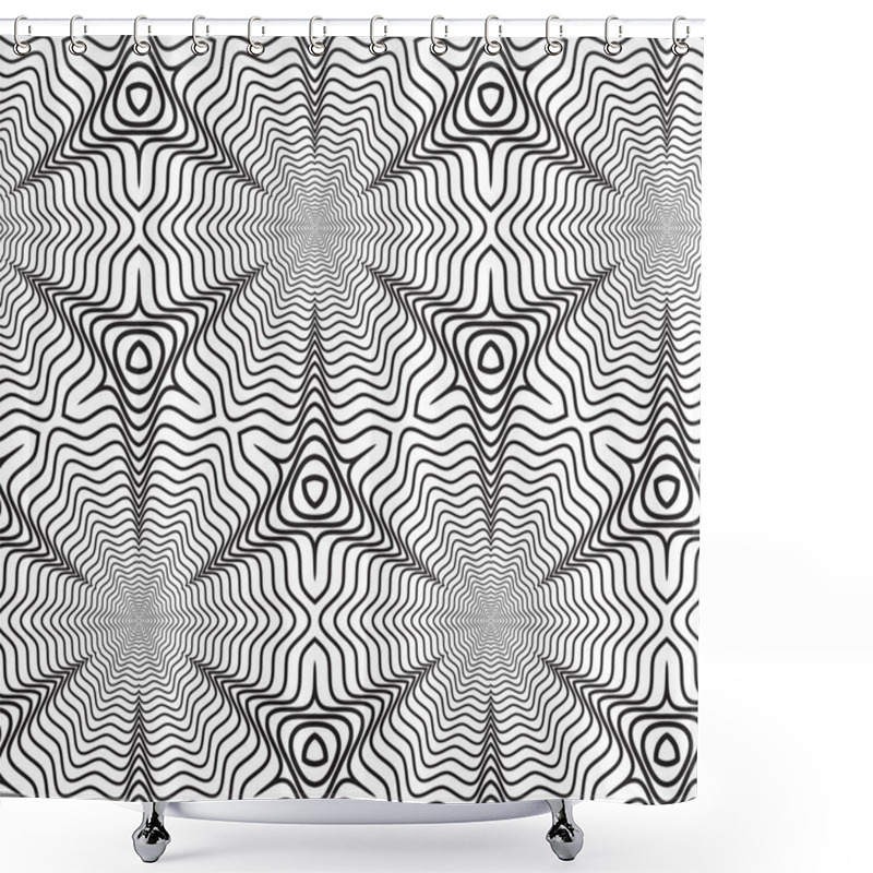 Personality  Black And White Op Art Design, Vector Seamless Pattern Backgroun Shower Curtains