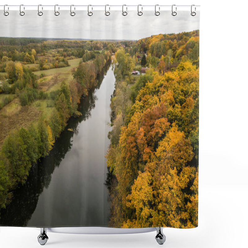 Personality  Aerial View Of River Snov In Autumn Near Village Of Sednev, Chernihiv Region, Ukraine. Shower Curtains