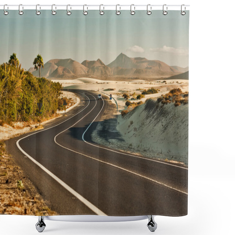 Personality  Winding Road In Desert Shower Curtains