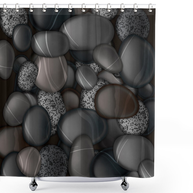 Personality  Black Pebble Stones Background Shower Curtains